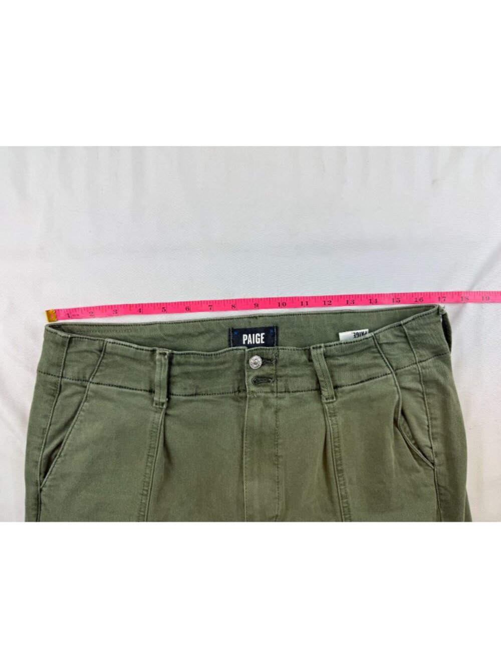 Paige Womens High-Rise Wide-Leg Green Pants Size 31 Cotton Blend - Picture 9 of 12